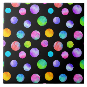 Stippen multi gekleurd aquarel tegeltje