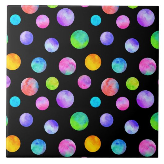 Stippen multi gekleurd aquarel tegeltje (Voorkant)