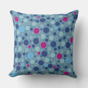 stippen multi-kleurig retro blauw kussen