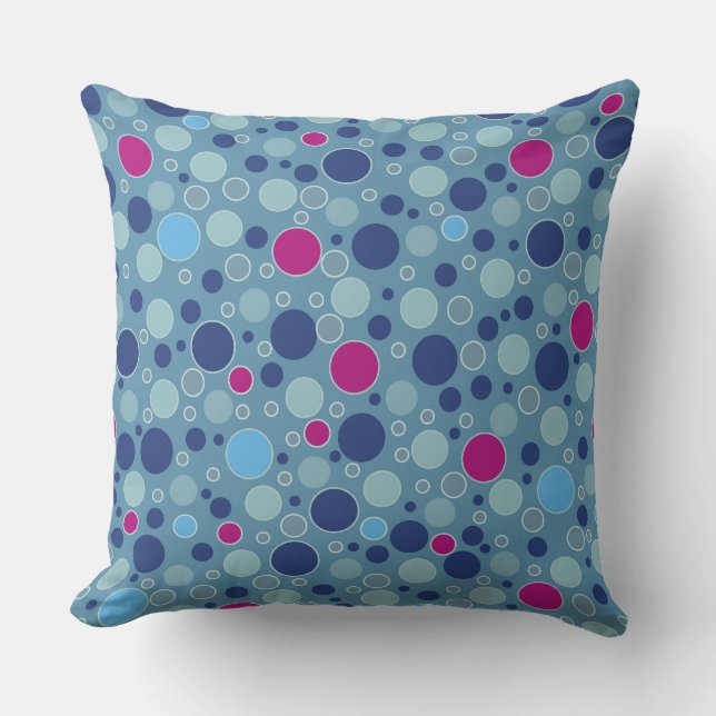 stippen multi-kleurig retro blauw kussen (Voorkant)