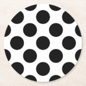 Stippen naadloos patroon zwart + achterzijde ronde kartonnen onderzetter (Voorkant)