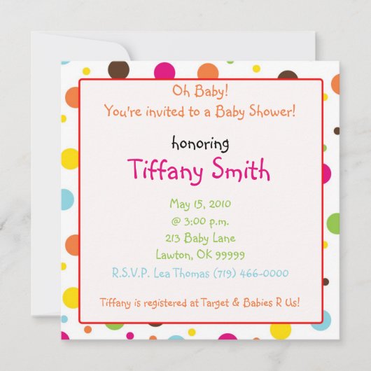 stippen, Oh Baby!U bent uitgenodigd voor een Baby  Kaart (Voorkant)