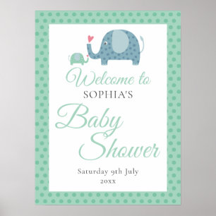 Stippen Olifanten Baby Shower Welkom Bord Poster