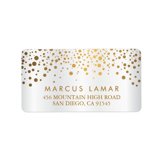 Stippen op de huwelijksdag en Faux White Satin Etiket (Voorkant)