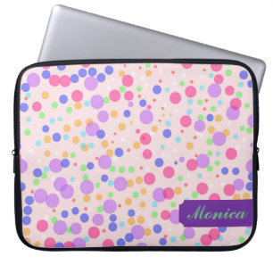 Stippen op roze laptophoes laptop sleeve