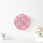 Stippen op Roze Patroon Ronde Klok (Huis)