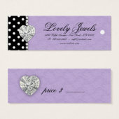 Stippen Parel Kant Juwelen Prijs Label Paarse Mini Visitekaartjes (Voorkant /achterkant)