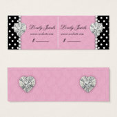 Stippen Parel Kant Juwelen Prijs Label Roze Dubbel Mini Visitekaartjes (Voorkant /achterkant)