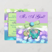Stippen Pastel Elephant Baby shower CSTM2 Kaart (Voorkant / Achterkant)