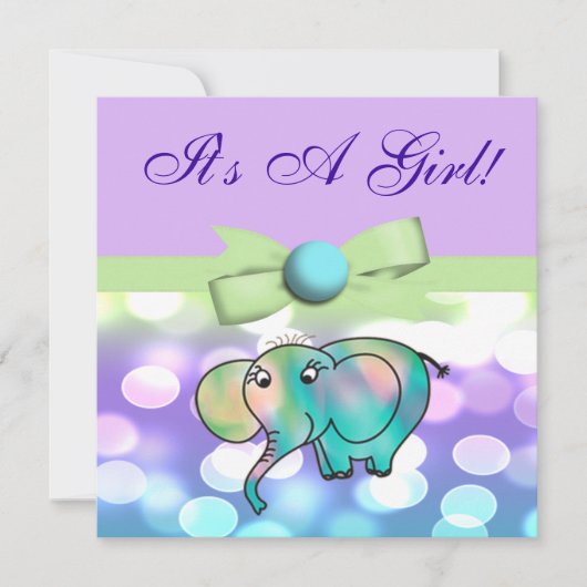 Stippen Pastel Elephant Baby shower CSTM2 Kaart (Voorkant)