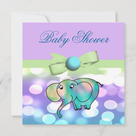 Stippen Pastel Elephant Baby shower Kaart (Voorkant)