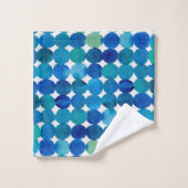 Stippen patroon - blauw en groen bad handdoek (Wasdoekje)
