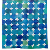Stippen patroon - blauw en groen douchegordijn (Voorkant)