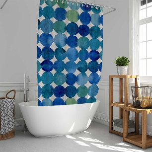 Stippen patroon - blauw en groen douchegordijn