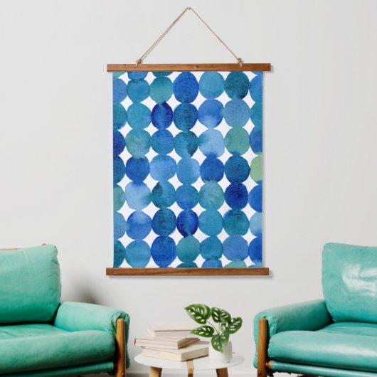Stippen patroon - blauw en groen hangend wandkleed (Woonkamer)