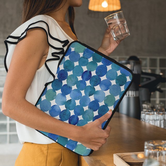 Stippen patroon - blauw en groen laptop sleeve (Creator heeft geüpload)