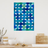 Stippen patroon - blauw en groen poster (Keuken)