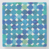 Stippen patroon - blauw en groen stenen onderzetter (Voorkant)