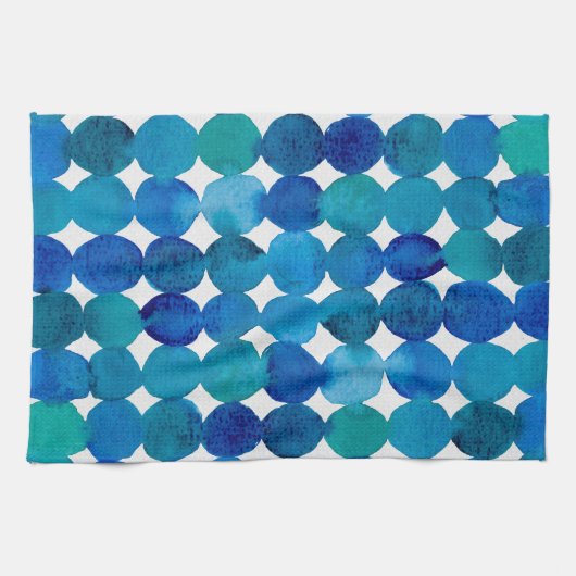 Stippen patroon - blauw en groen. theedoek (Horizontaal)