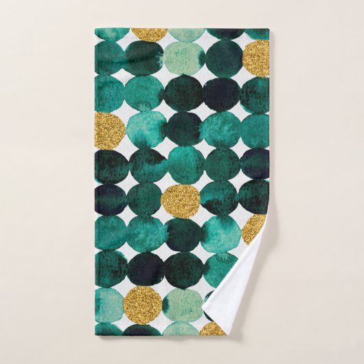 Stippen patroon - smaragd en goudglitter bad handdoek (Handdoek)