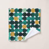 Stippen patroon - smaragd en goudglitter bad handdoek (Wasdoekje)