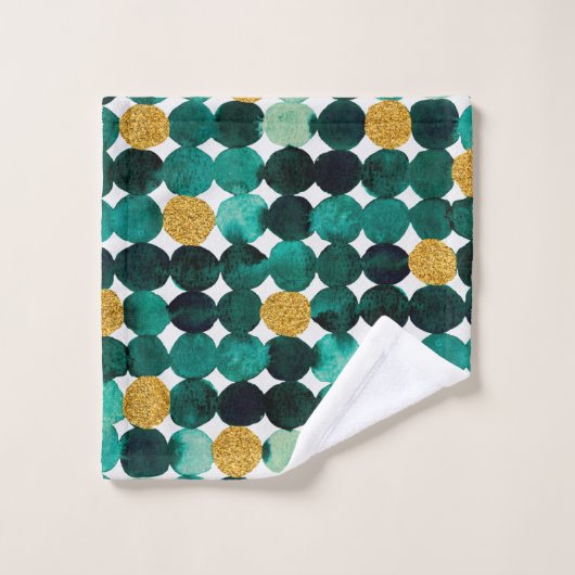 Stippen patroon - smaragd en goudglitter bad handdoek (Wasdoekje)