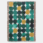 Stippen patroon - smaragd en goudglitter deken (Voorkant Verticaal)