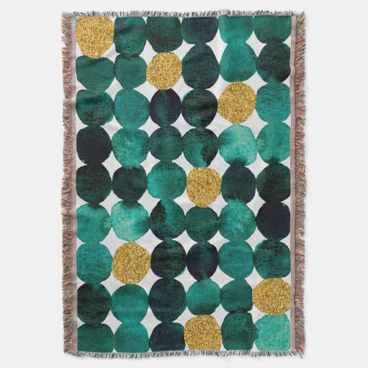 Stippen patroon - smaragd en goudglitter deken (Voorkant Verticaal)