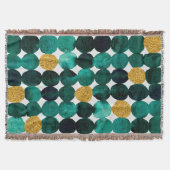 Stippen patroon - smaragd en goudglitter deken (Voorkant)