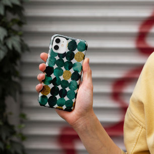Stippen patroon - smaragd en goudglitter iPhone 13 hoesje