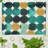 Stippen patroon - smaragd en goudglitter theedoek (Gevouwen)
