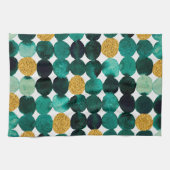 Stippen patroon - smaragd en goudglitter theedoek (Horizontaal)