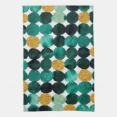 Stippen patroon - smaragd en goudglitter theedoek (Verticaal)