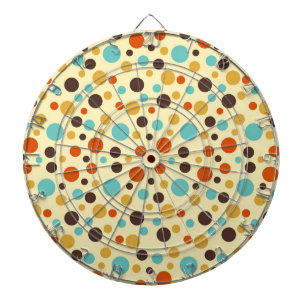 Stippen Retro Kleuren Blauw Geel Rood Dartbord
