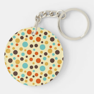 Stippen Retro Kleuren Blauw Geel Rood Sleutelhanger