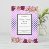 Stippen Rode Roze Rozen Verjaardag Kaart (Staand voorkant)