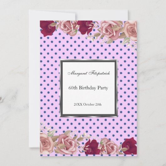 Stippen Rode Roze Rozen Verjaardag Kaart (Achterkant)