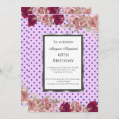 Stippen Rode Roze Rozen Verjaardag Kaart (Voorkant / Achterkant)