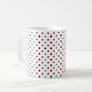 Stippen Rood Blauw Zwart Stippenpatroon Koffiemok