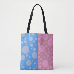 Stippen Roze Blauw Custom All-Over-Print Canvas ta Tote Bag