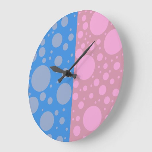 Stippen Roze Blauw Ronde (Grote) Wandklok (Hoek)