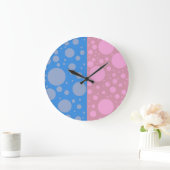 Stippen Roze Blauw Ronde (Grote) Wandklok (Huis)