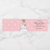 Stippen Roze Bruidsmeisjesfeest Witte Trouwjurk Waterfles Etiket (Enkel label)