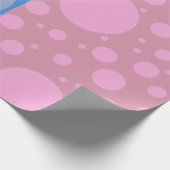 Stippen roze en blauw mat inpakpapier, cadeaupapier (Hoek)