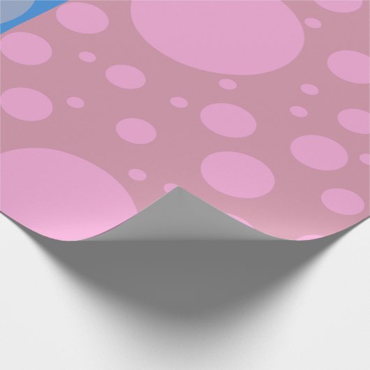Stippen roze en blauw mat inpakpapier, cadeaupapier (Hoek)