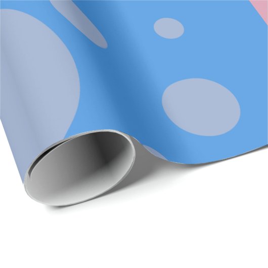 Stippen roze en blauw mat inpakpapier, cadeaupapier (Rol Hoek)