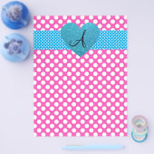 Stippen roze en witte monogram flyer (Enkel)