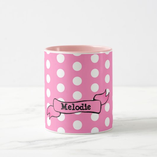 Stippen Roze gepersonaliseerde Ringer Combo Mok (Midden)