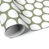 Stippen Saliegroen en Wit Cadeaupapier (Rol Hoek)