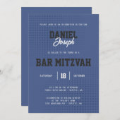 Stippen sport blauw Bar Mitswa uitnodiging (Voorkant / Achterkant)